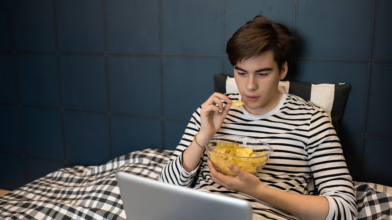 Avoid snacking before bed to prevent spiking your metabolism and activating your brain. 